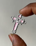 2 hole pink dripping cross