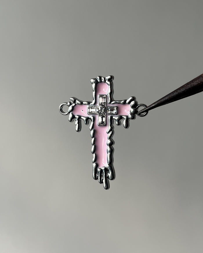 2 hole pink dripping cross