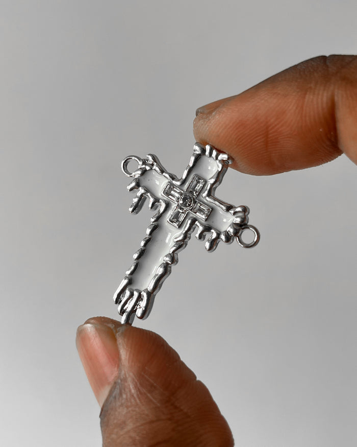 2 hole white dripping cross