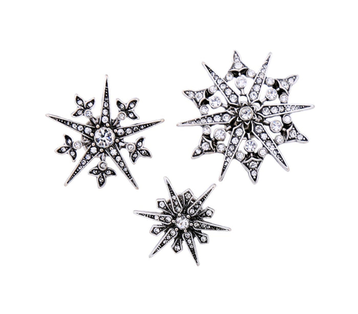 5 x Star Lapel Pin Celebrity Brooch Set Vintage Look Silver plated Broach XY5