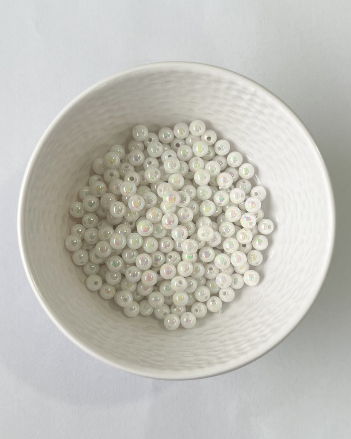6mm white holo beads // 25 grams