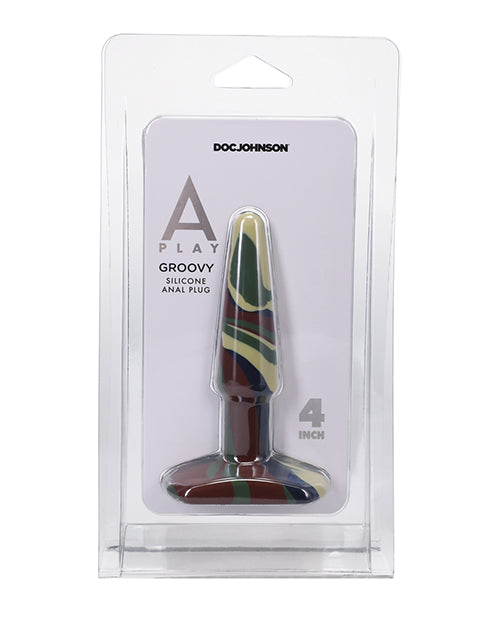 Silicone anal plug in packaging with 'Doc Johnson' branding on a white background