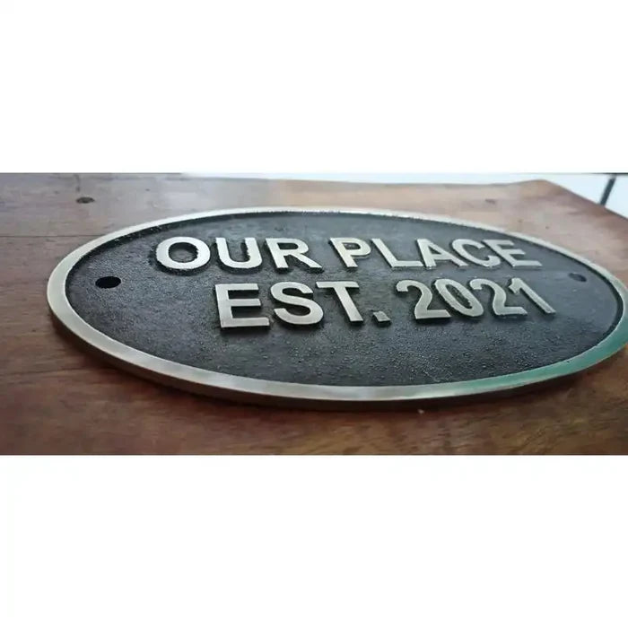 Buy Address Brass Plaque | Oval Shape - Black finish