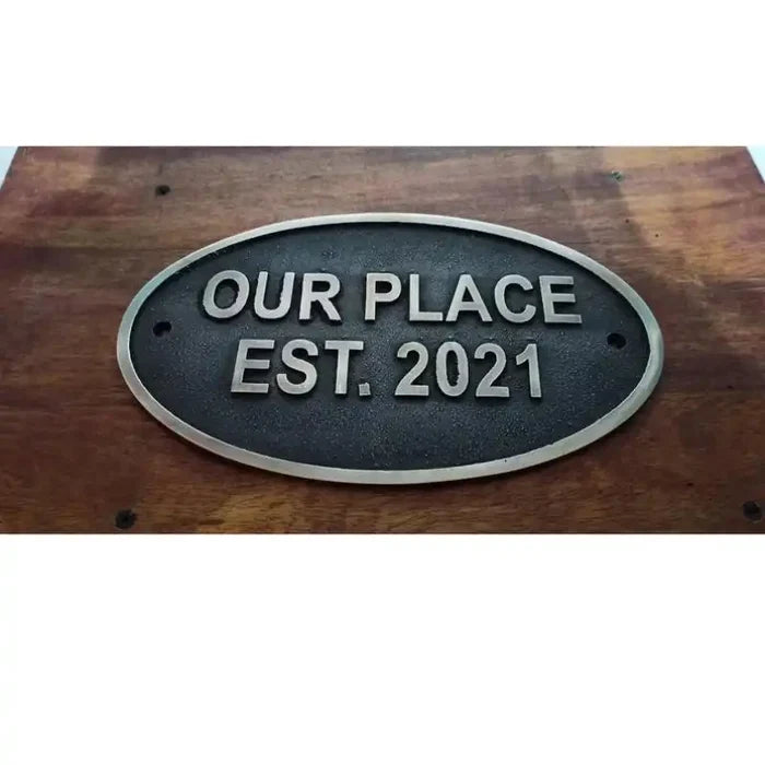 Buy Address Brass Plaque | Oval Shape - Black finish