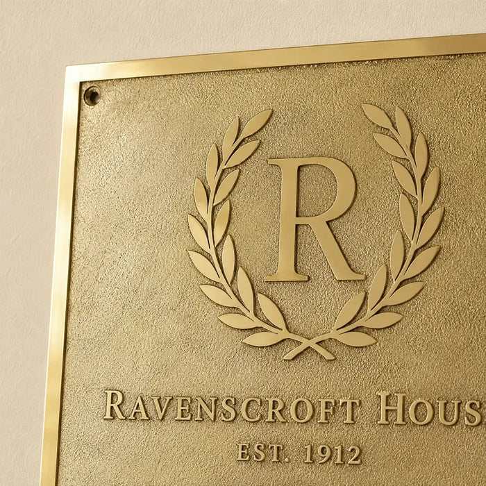 Custom brass address plaque with personalized engraving