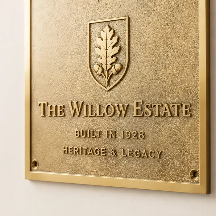 Elegant custom brass address plaque with engraved text