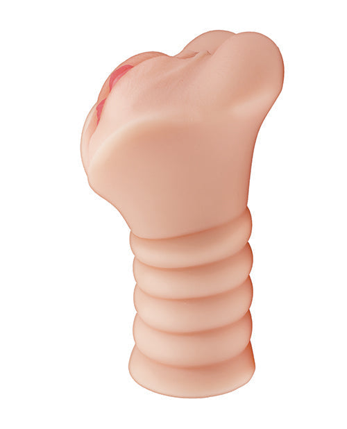 Realistic silicone finger on a white background