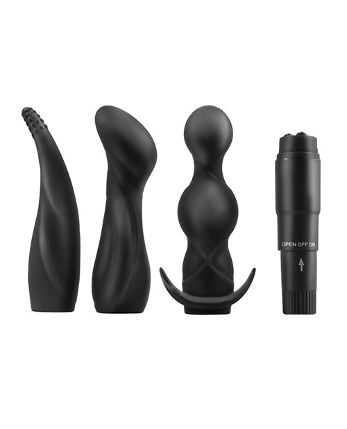 Set of black sex toys on a white background