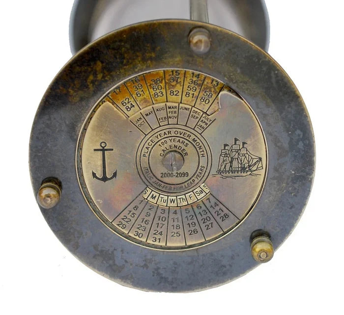 6 Antique Finish Sand Timer Decorative Brass Hourglass 100 Year Calendar Timer 5 Minute Hour Glass Timer Time Calculator