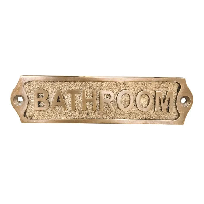 Buy a beautiful engraved brass bathroom door sign featuring an antique finish. Durable and stylish, perfect for any home.