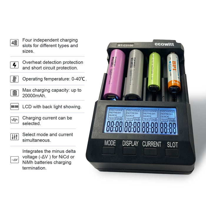 Battery Charger BT-C3100 V2.2 – For NiMH, NiCd and Li-ion (3.6V–3.7V) Rechargeable Batteries