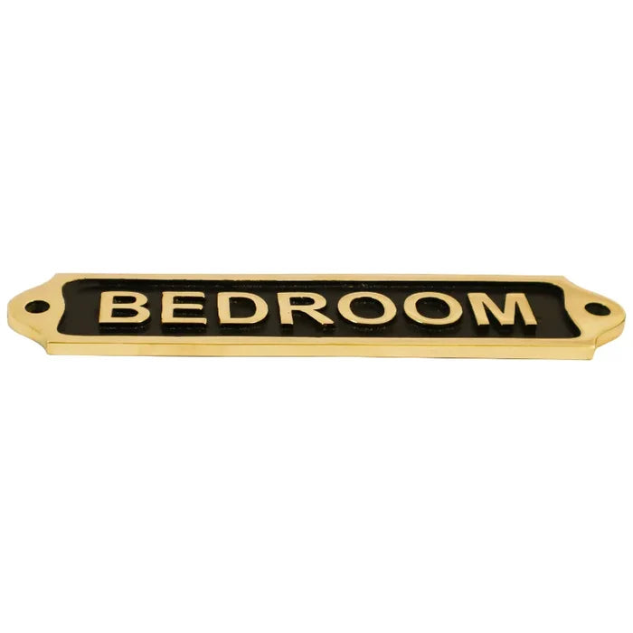 Brass Bedroom Door Sign | Black Finish | 22x5cm