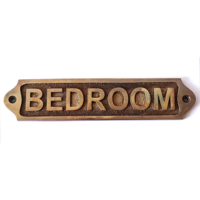 Brass Bedroom Door Sign | Antique Finish | 22x5cm