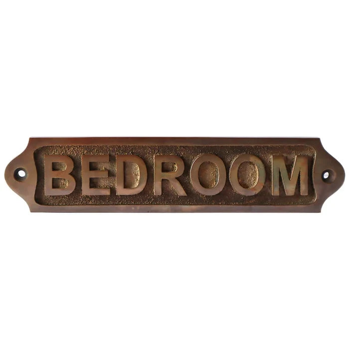 Brass Bedroom Door Sign | Antique Finish | 22x5cm
