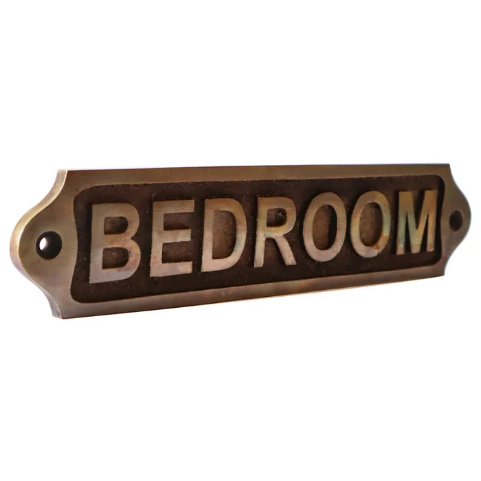 Brass Bedroom Door Sign | Antique Finish | 22x5cm
