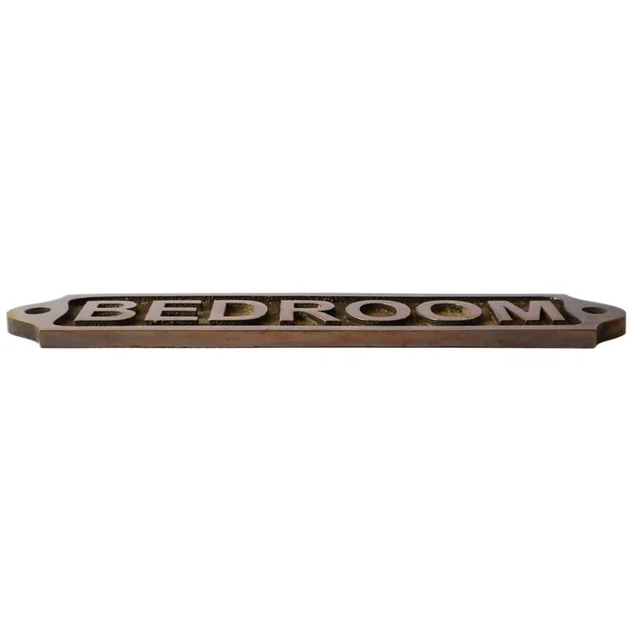 Brass Bedroom Door Sign | Antique Finish | 22x5cm
