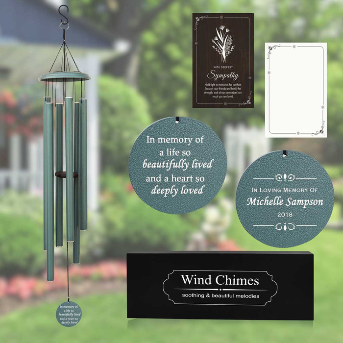 Outdoor bereavement wind chimes for tribute and healing