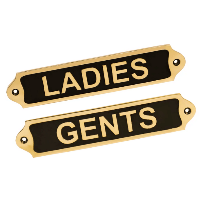Ladies and gents bathroom plaque