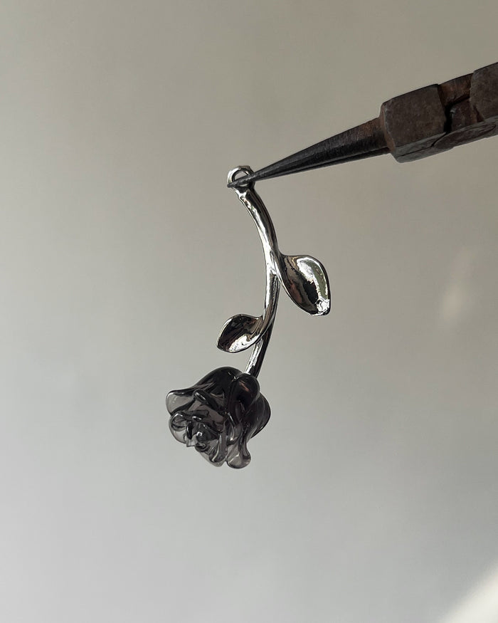 Black Upside down flower charm