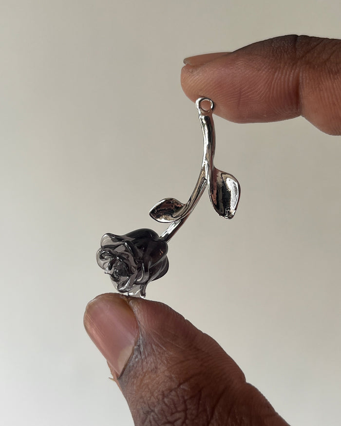 Black Upside down flower charm
