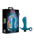 Blue teleportation plug with 'Anal Adventures' packaging on a white background