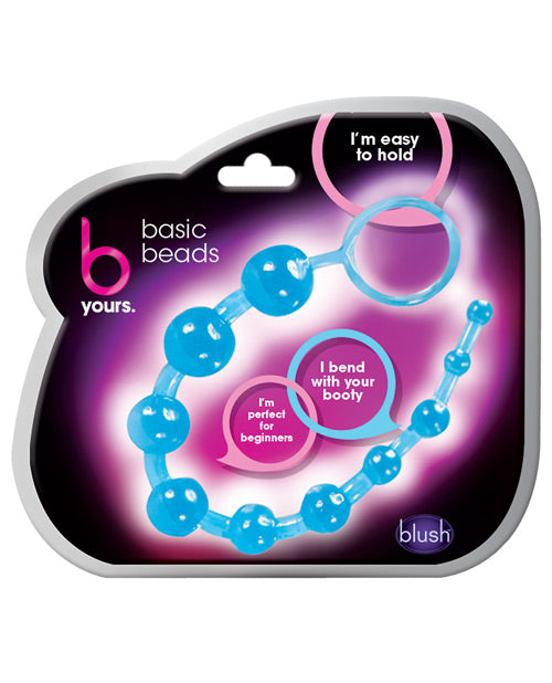 Blue beaded product in packaging with 'blush' branding on a white background