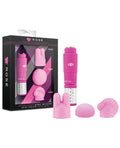 Pink massage tool set with packaging on a white background