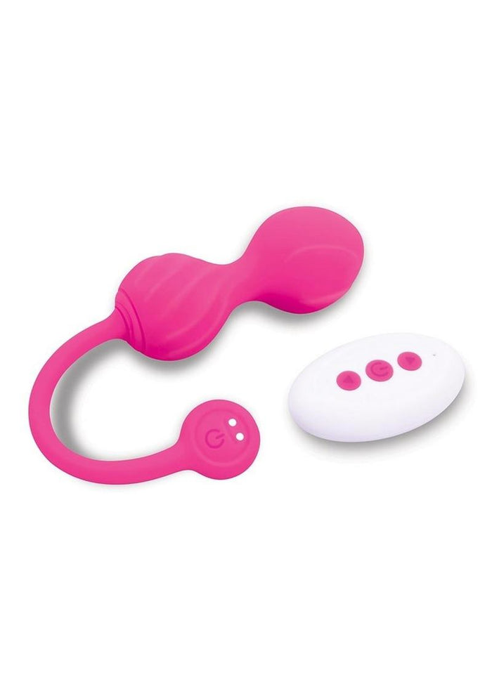 Pink and white baby teether on a white background