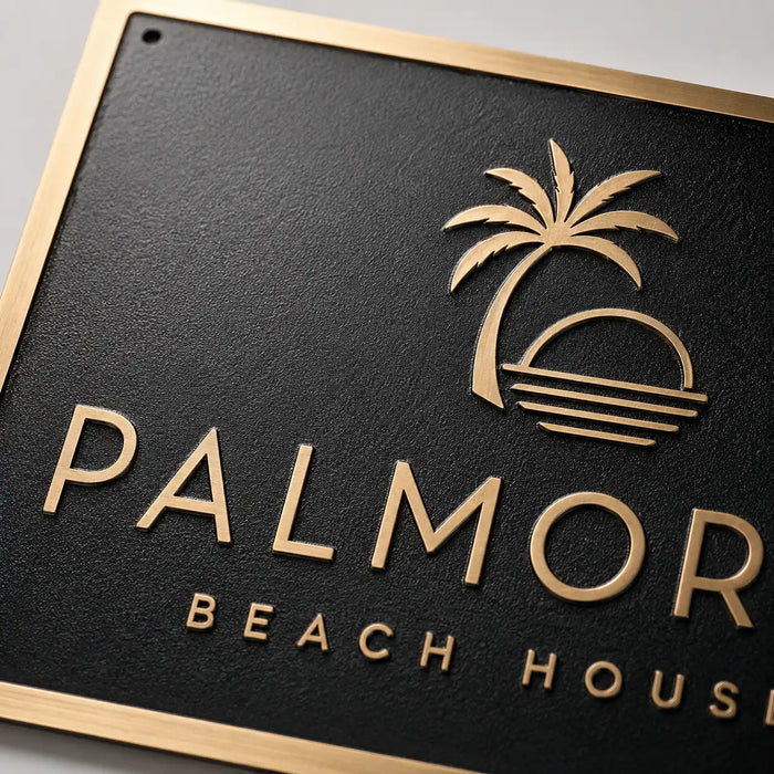 Personalized solid brass house number plaque with custom engraved address for your home