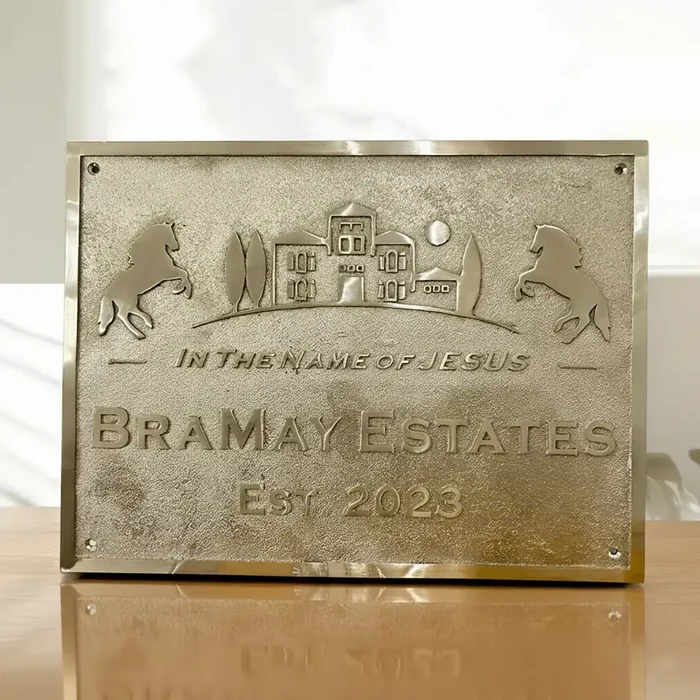 Engraved brass address plaque | Personalized brass name and number plate