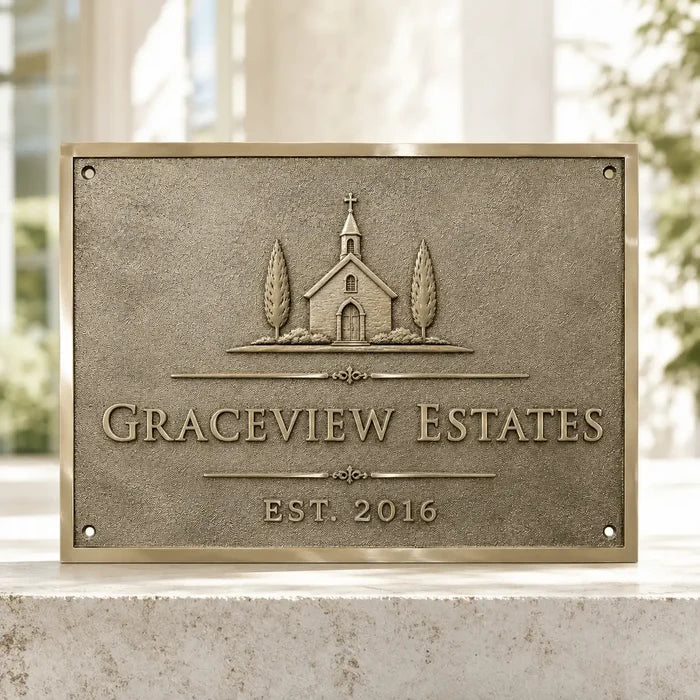 Personalized brass address sign for home entrance and outdoor display