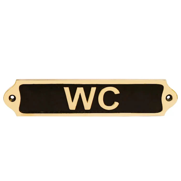 WC Brass Door Sign Black Finish
