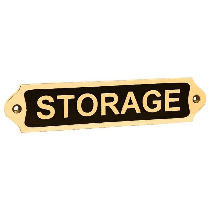 Storage Brass Door Sign Black Finish