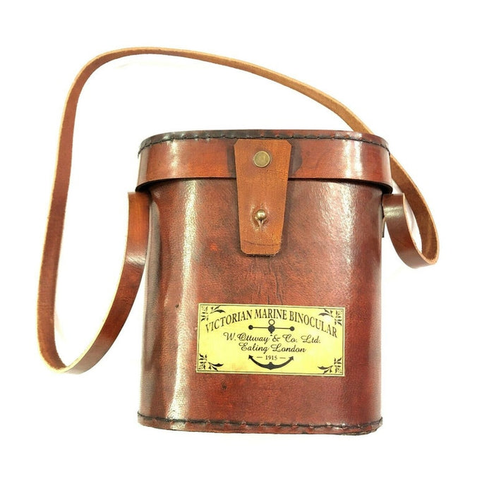 Optical Binoculars 6" with Leather Case Telescope Decor Home Decoration Victorian Marine Antique Brass 6 Inch