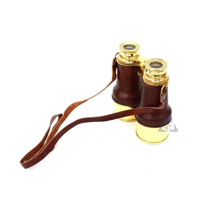 Nautical Brass Leather Hand Held Binoculars 6 Inch Telescope Decor BP05