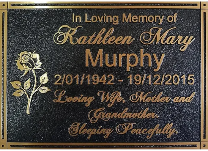 Brass Memorial Plaques: Custom Sizes & black Finishes
