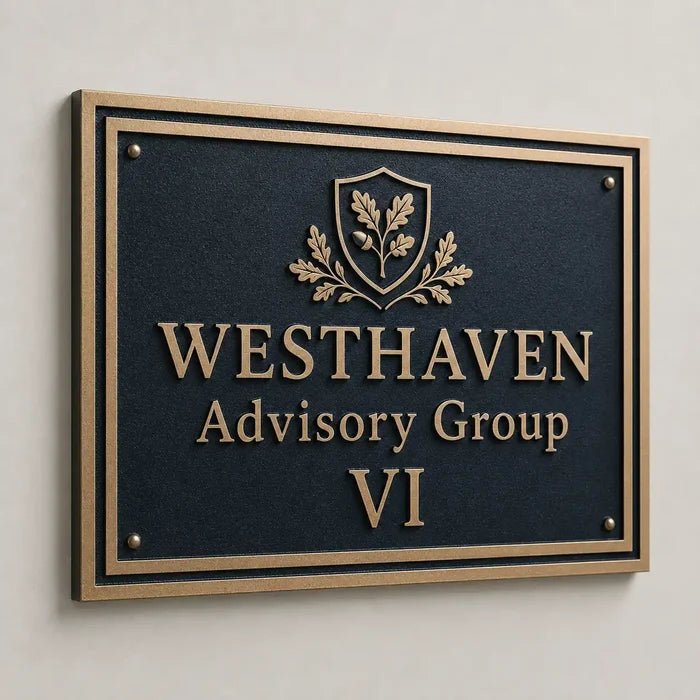 Engraved brass house number plaque with timeless design and durable finish