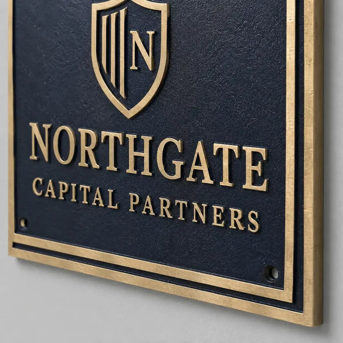 Brass house number sign customized for front doors, gates, and fences