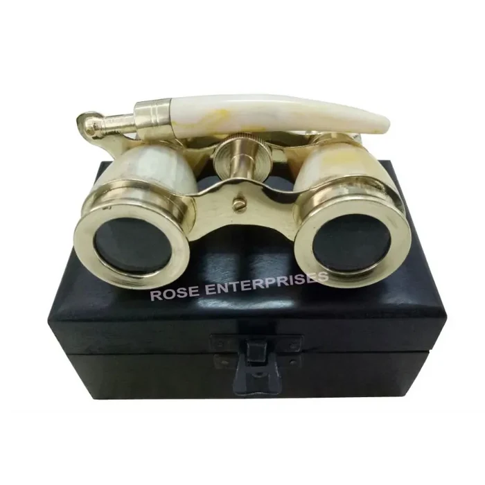 Nautical Binocular Solid Brass Handle with Wooden Box BP03
