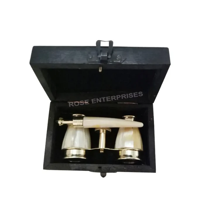 Nautical Binocular Solid Brass Handle with Wooden Box BP03
