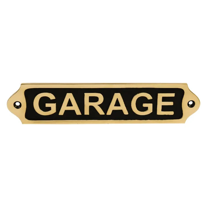 Brass Plaque: Garage Door Sign in sleek Black finish