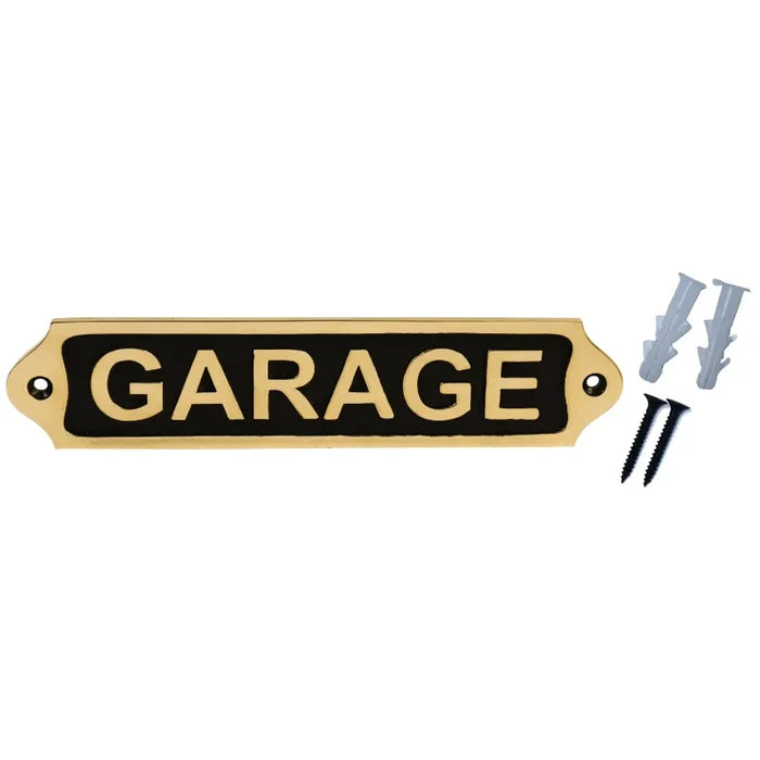 Brass Garage Door Sign with mounting stud