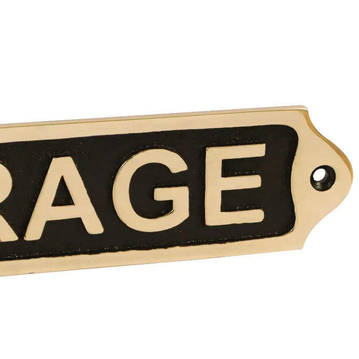 Brass Plaque: Garage Door Sign - Black color