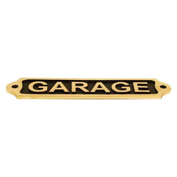 Brass Plaque: Garage Door Sign - Black color