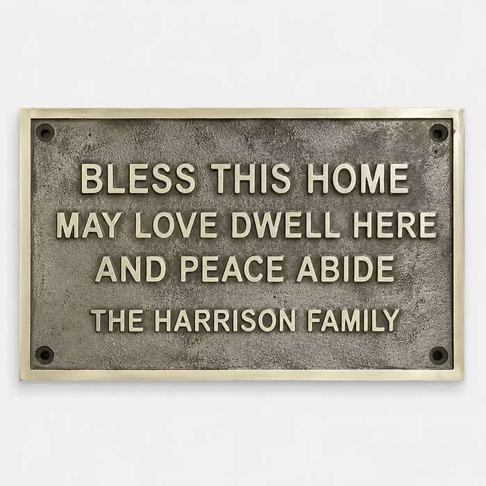 Engraved brass and bronze plaques with custom logo and inscription