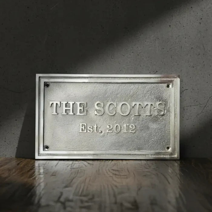 Custom Brass Name Plaque Silver