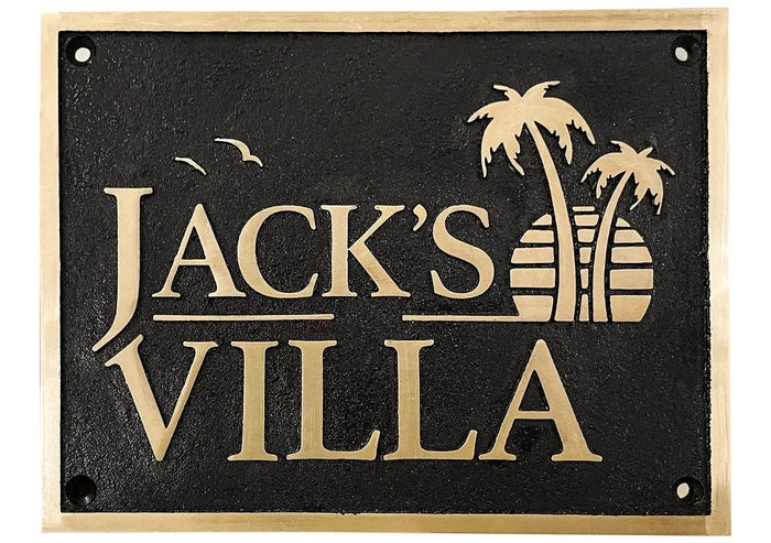 Black bg brass door sign custom | handcrafted custom brass plaque