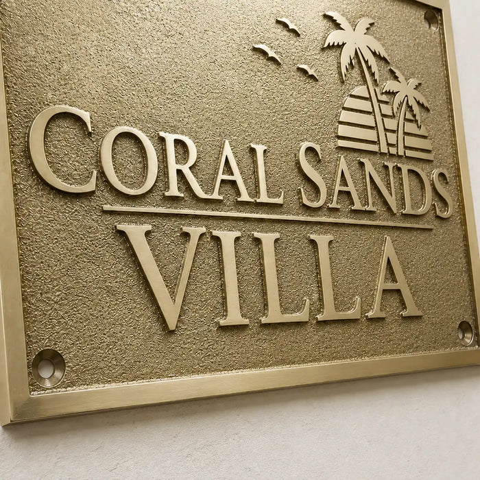 Custom engraved brass plaque with gold background