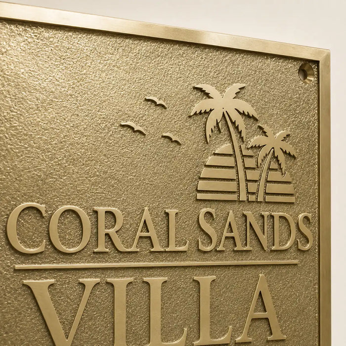 Personalized brass address plaque with engraving