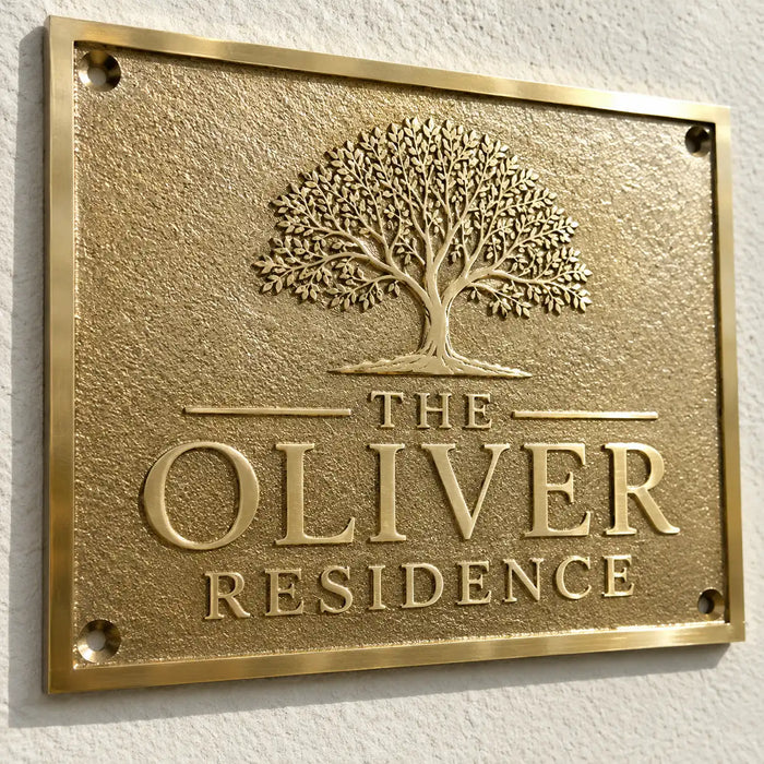 Gold brass name plaque for home and office